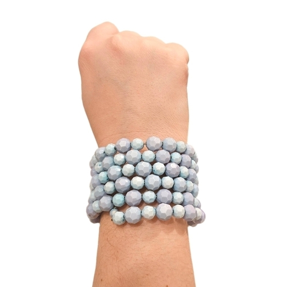 Serenity Blue Faceted Bead Wrap Bracelet (NWOT) - Picture 1 of 11
